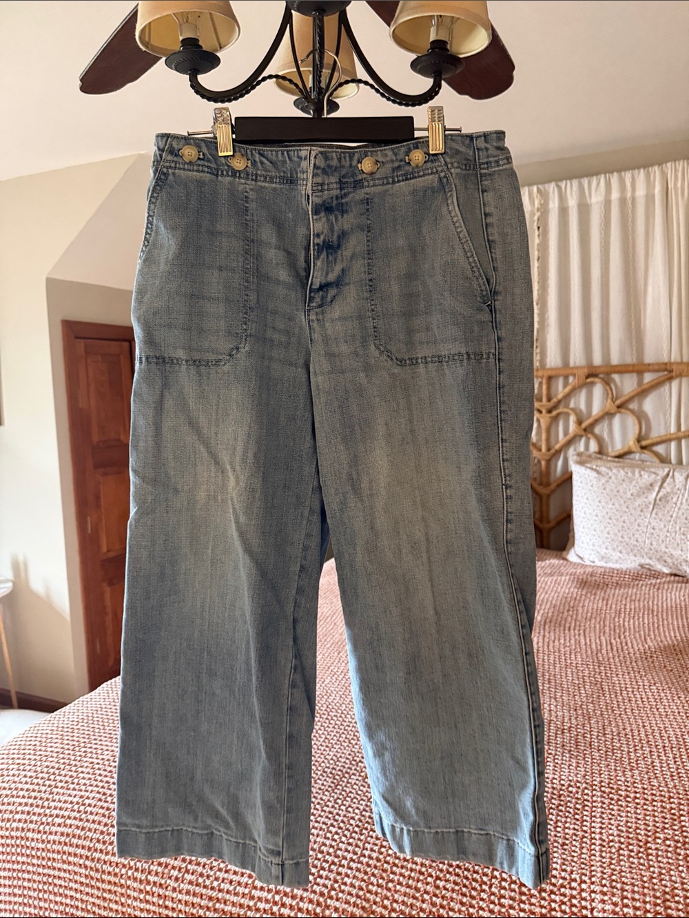 Talbots Light Blue Cropped Wide-Leg Jeans